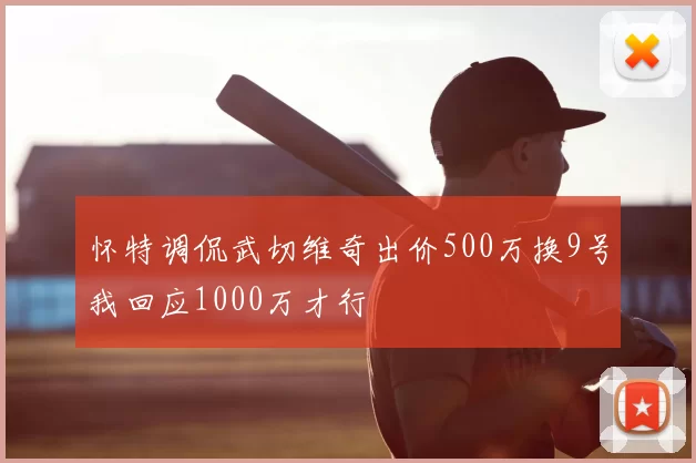 怀特调侃武切维奇出价500万换9号我回应1000万才行
